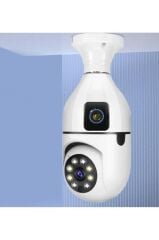 Güvenlik Kamerası Gece Görüşlü 360 Derece Dönebilen Wifi Ampül Smart Ip Kamera CMR13 Beyaz