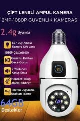 Güvenlik Kamerası Gece Görüşlü 360 Derece Dönebilen Wifi Ampül Smart Ip Kamera CMR13 Beyaz