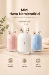 Hava Nemlendiricisi Buhar Makinesi Geyik Figürlü Aroma Difüzör 220 ML H1 Beyaz