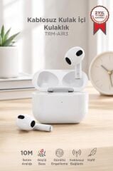 3.Nesil IOS VE ANDROID UYUMLU Silikonsuz Kılıf Hediyeli Bluetooth Kulaklık Trm-Air3