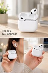 3.Nesil IOS VE ANDROID UYUMLU Silikonsuz Kılıf Hediyeli Bluetooth Kulaklık Trm-Air3