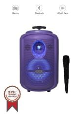 Torima KTS-2111 Mor RGB Ledli Mikrofonlu Tekerlekli Bluetooth Hoparlör Speaker