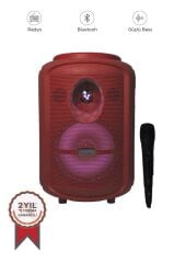 Torima KTS-2111 Kırmızı RGB Ledli Mikrofonlu Tekerlekli Bluetooth Hoparlör Speaker