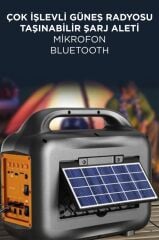 Torima GTS-1768 Mikrofon,1 Led Ampül ve Fenerli Bluetooth Hoparlör Güneş Panelli Powerbank Kamp Hoparlörü