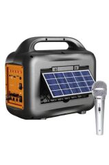 Torima GTS-1768 Mikrofon,1 Led Ampül ve Fenerli Bluetooth Hoparlör Güneş Panelli Powerbank Kamp Hoparlörü