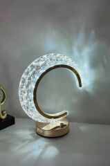 Ay Kristal Elmas Masa Lambası Led Işıklı Şarjlı Dokunmatik Akrilik Gece Lambası LW29