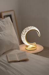 Ay Kristal Elmas Masa Lambası Led Işıklı Şarjlı Dokunmatik Akrilik Gece Lambası LW29