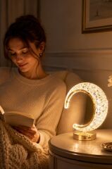 Ay Kristal Elmas Masa Lambası Led Işıklı Şarjlı Dokunmatik Akrilik Gece Lambası LW29