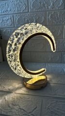 Ay Kristal Elmas Masa Lambası Led Işıklı Şarjlı Dokunmatik Akrilik Gece Lambası LW29