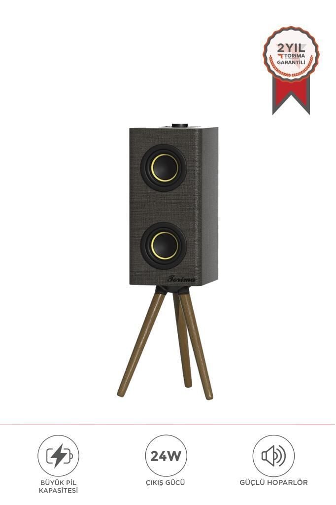 Torima D67 Gri Kablosuz Hoparlör 24W Çift Sürücü, 3000mAh Batarya, Taşınabilir Ayaklı Speaker