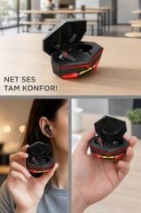 Bluetooth Kulaklık Kulak İçi Led Işıklı Oyuncu Kulaklık K98 Siyah