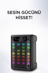 Torima KTS-1902 Led Işıklı Taşınabilir Bluetooth Hoparlör 10W Güçlü Ses, USB,SD,AUX Girişli Speaker