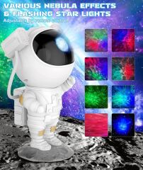 Astronot Projektör Led Galaksi Uzaktan Zamanlayıcı Kumandalı Gece Lambası LW6 Beyaz