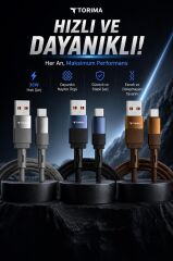 Şarj Kablosu Usb to Type-C Data Kablo U18 Kahverengi