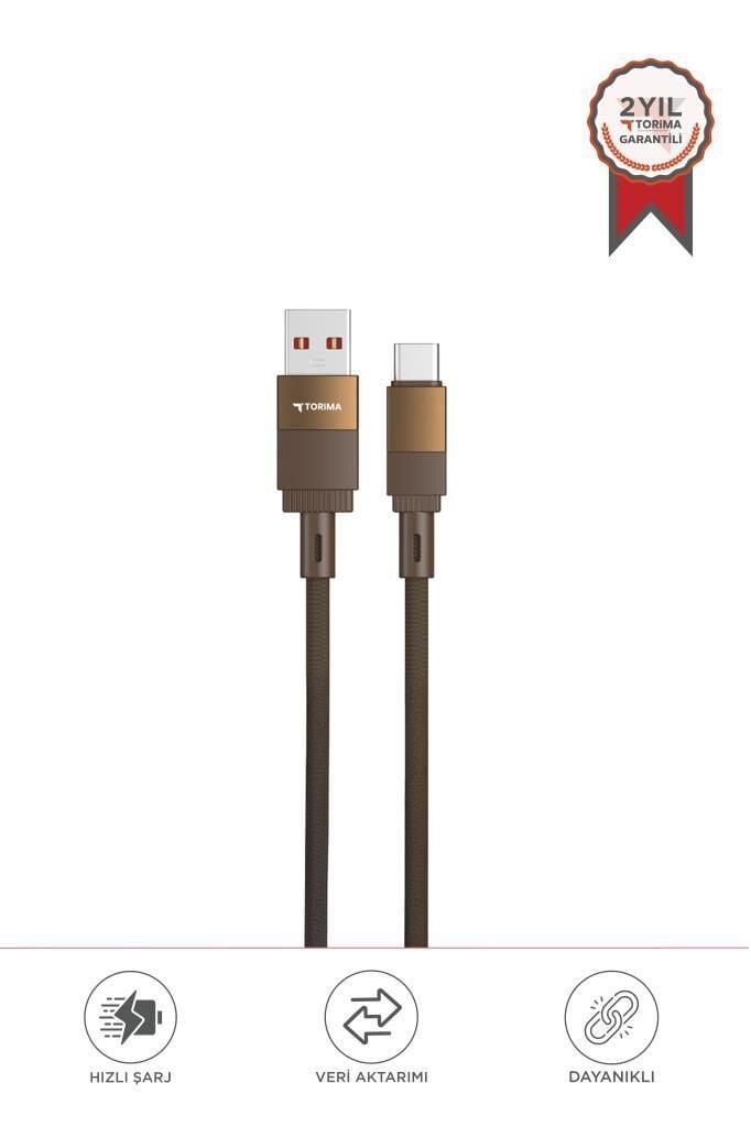 Şarj Kablosu Usb to Type-C Data Kablo U18 Kahverengi