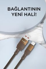 Şarj Kablosu Usb to Type-C Data Kablo U18 Kahverengi