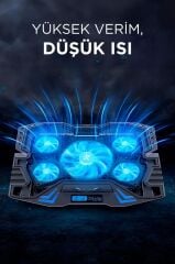 Laptop Soğutucu Ayarlanabilir Rgb Dizüstü Bilgisayar Soğutma Fanı CF05 Siyah