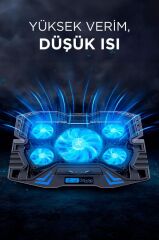 Laptop Soğutucu Ayarlanabilir Rgb Dizüstü Bilgisayar Soğutma Fanı CF05 Siyah