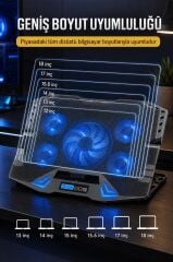 Laptop Soğutucu Ayarlanabilir Rgb Dizüstü Bilgisayar Soğutma Fanı CF05 Siyah