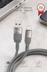 Şarj Kablosu Usb to Type-C Data Kablo U18 Gri