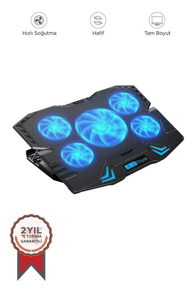Laptop Soğutucu Ayarlanabilir Rgb Dizüstü Bilgisayar Soğutma Fanı CF05 Siyah