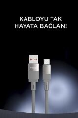 Şarj Kablosu Usb to Type-C Data Kablo U18 Gri