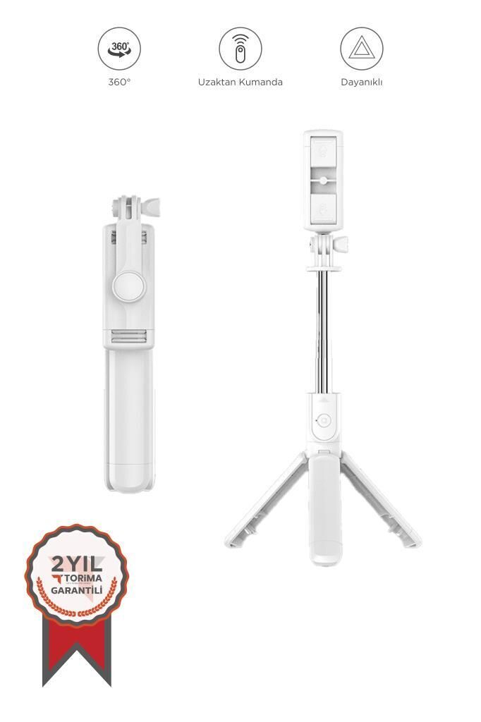 Tripod Çok Amaçlı Kumandalı Kablosuz Selfie Çubuğu S03 Beyaz