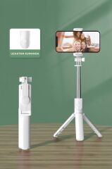 Tripod Çok Amaçlı Kumandalı Kablosuz Selfie Çubuğu S03 Beyaz