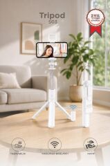 Tripod Çok Amaçlı Kumandalı Kablosuz Selfie Çubuğu S03 Beyaz