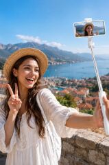Tripod Çok Amaçlı Kumandalı Kablosuz Selfie Çubuğu S03 Beyaz
