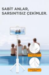 Tripod Çok Amaçlı Kumandalı Kablosuz Selfie Çubuğu S03 Beyaz