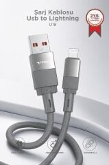 Şarj Kablosu Usb to Lightning Data Kablo U18 Gri