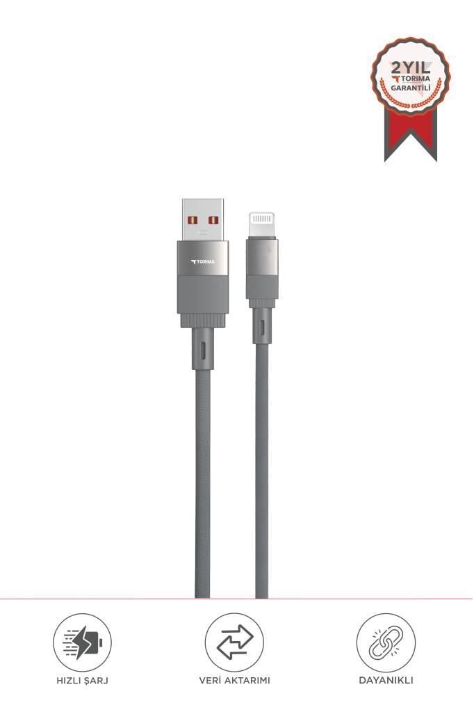 Torima U18 Gri USB İle Lightning Şarj ve Data Kablosu