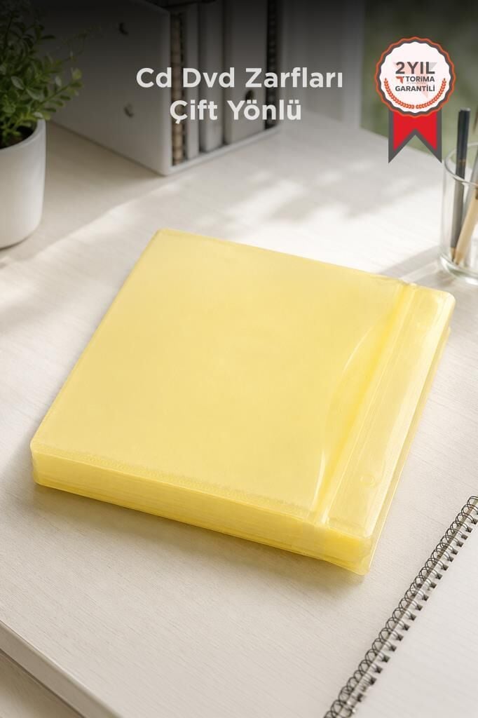 Cd Dvd Zarfları Çift Yönlü 100'lü Paket Sarı
