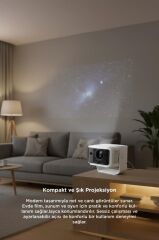 Projeksiyon Cihazı Taşınabilir Ev Sineması 8K Bluetooth Android Akıllı Projektör HY350 Beyaz