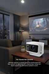 Projeksiyon Cihazı Taşınabilir Ev Sineması 8K Bluetooth Android Akıllı Projektör HY350 Beyaz