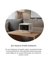 Projeksiyon Cihazı Taşınabilir Ev Sineması 8K Bluetooth Android Akıllı Projektör HY350 Beyaz