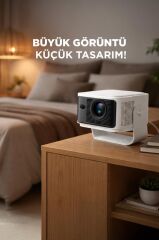 Projeksiyon Cihazı Taşınabilir Ev Sineması 8K Bluetooth Android Akıllı Projektör HY350 Beyaz