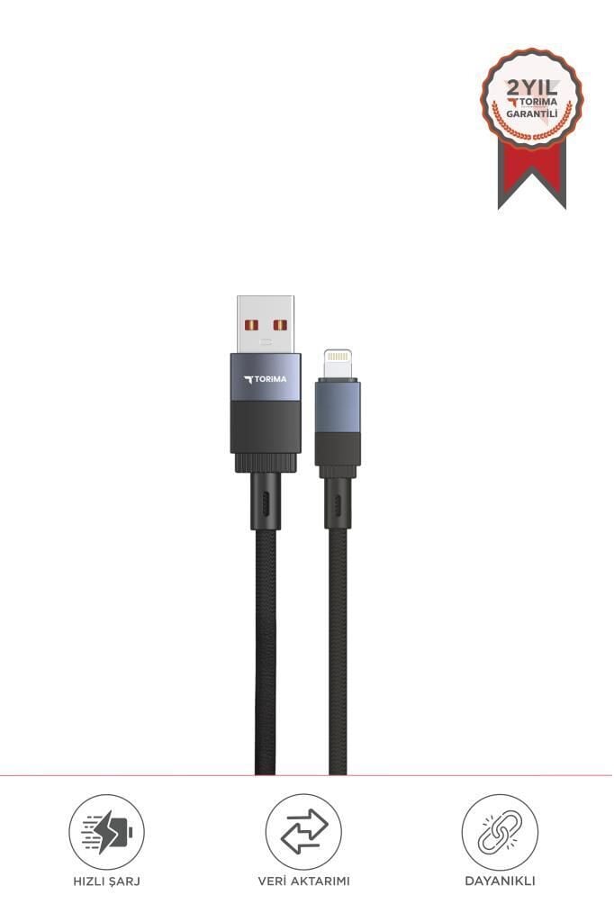 Torima U18 Siyah USB İle Lightning Şarj ve Data Kablosu