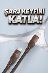 Şarj Kablosu Type-C to Type-C Data Kablo U18 Kahverengi