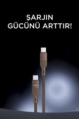 Şarj Kablosu Type-C to Type-C Data Kablo U18 Kahverengi