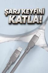 Şarj Kablosu Type-C to Type-C Data Kablo U18 Gri