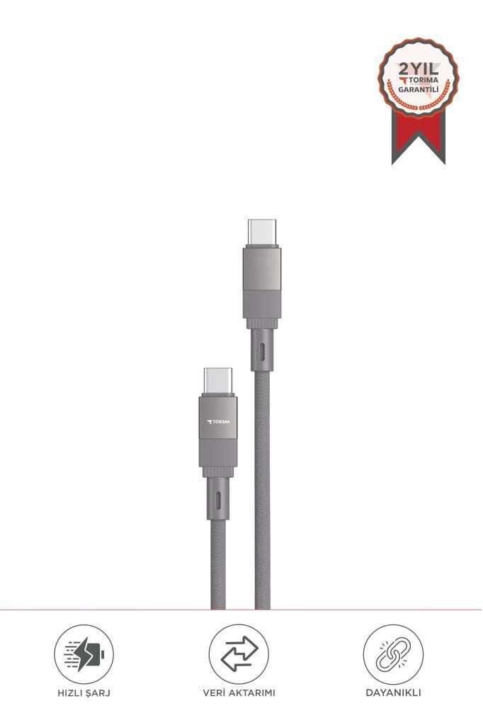 Torima U18 Gri Type-c İle Type-c Şarj ve Data Kablosu