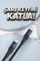 Şarj Kablosu Type-C to Type-C Data Kablo U18 Siyah