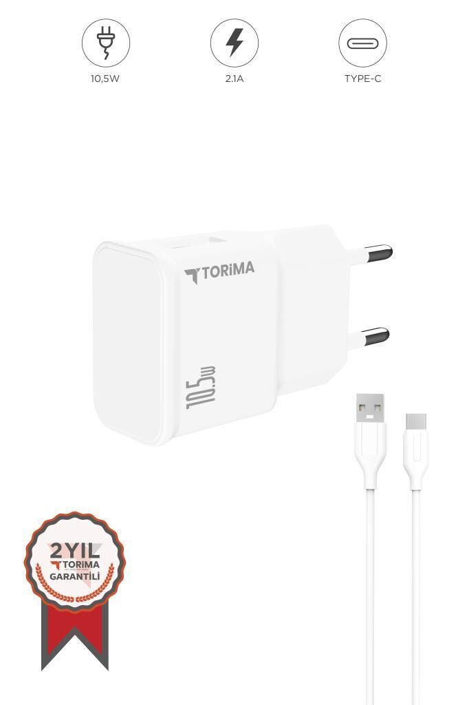 Torima C22T Beyaz TYPE-C Şarj-Data Kablosu ve Adaptörü Şarj Cihazı
