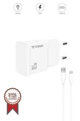 Torima C22T Beyaz TYPE-C Şarj-Data Kablosu ve Adaptörü Şarj Cihazı