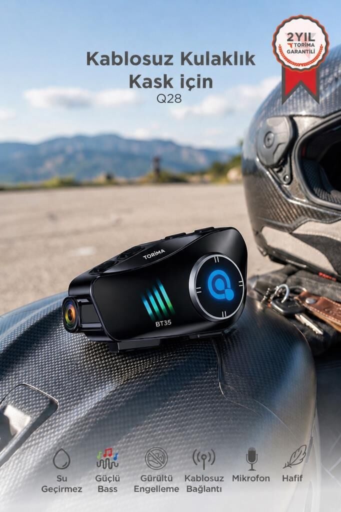 Bluetooth Motosiklet Kask Kulaklığı Intercom 32GB SD Kartlı Helmet Q28 Siyah