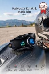Bluetooth Motosiklet Kask Kulaklığı Intercom 32GB SD Kartlı Helmet Q28 Siyah