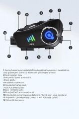 Bluetooth Motosiklet Kask Kulaklığı Intercom 32GB SD Kartlı Helmet Q28 Siyah