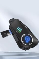 Bluetooth Motosiklet Kask Kulaklığı Intercom 32GB SD Kartlı Helmet Q28 Siyah